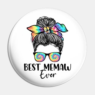 Best Memaw Ever Tie Dye Messy Bun Bandana Mother's Day Pin