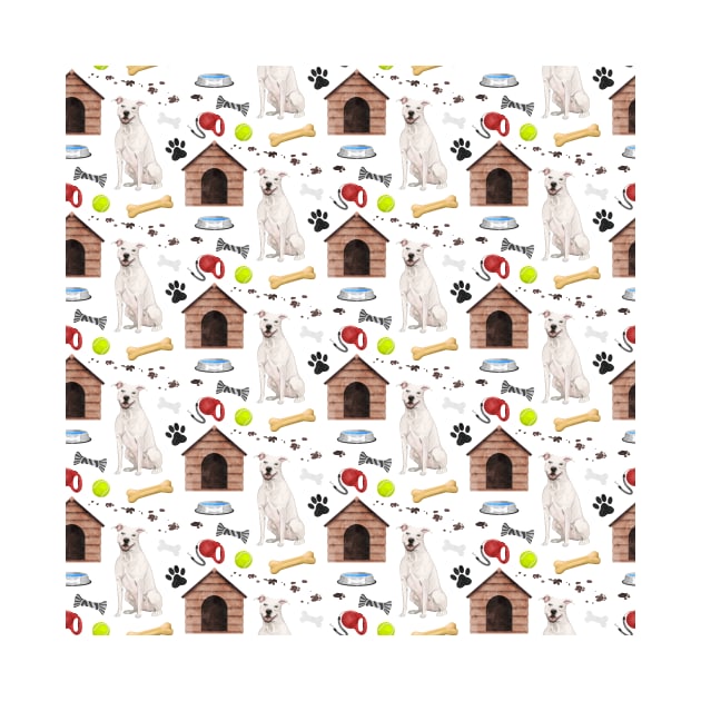 Amstaff Dog Half Drop Repeat Pattern by DoggyStyles