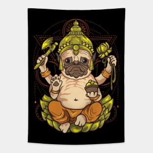 Pug Dog Chieftain God Buddha Yoga Meditate Zen Tapestry