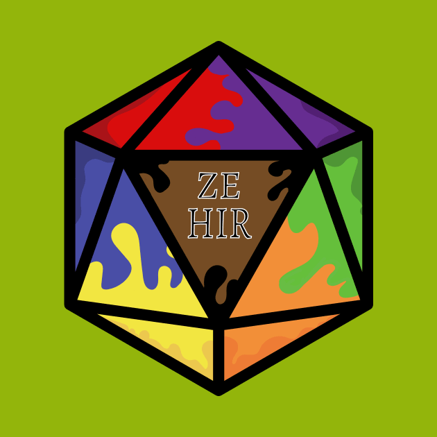 Rainbow Pronoun Pride D20 Ze/Hir by BiOurPride