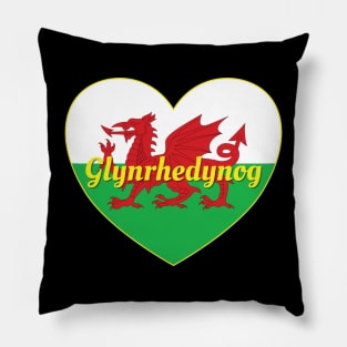 Glynrhedynog Cymru UK Baner Cymru Calon Pillow