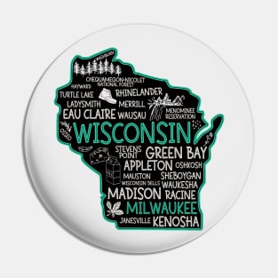 Milwaukee Wisconsin cute map, Osseo, Green Bay, Kenosha, Racine, Appleton, Waukesha, Eau Claire, Oshkosh, Janesville Pin