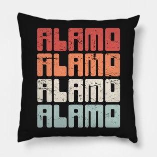 Retro 70s ALAMO Texas Text Pillow