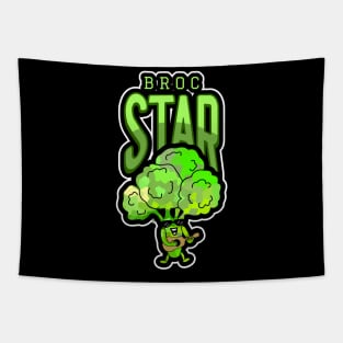 ROCKSTAR Funny Broccoli Pun Playing Guitar Tapestry