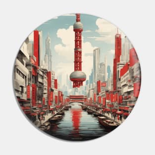 Guangzhou China Vintage Poster Tourism Pin