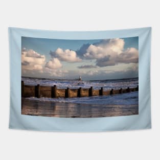 Sunshine and stormy sea Tapestry