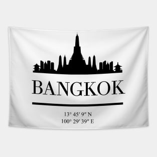 BANGKOK THAILAND BLACK SILHOUETTE SKYLINE ART Tapestry