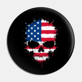 Chaotic American Flag Splatter Skull Pin