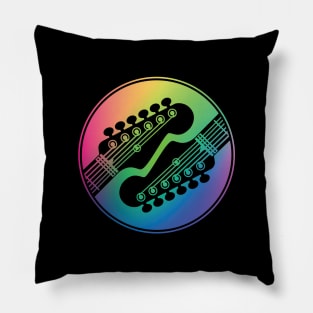 Electric Guitar Headstock Circle Colorful Gradient Theme Pillow