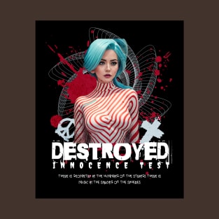 Destroyed Innocence Test (blue hair, red stripes) T-Shirt