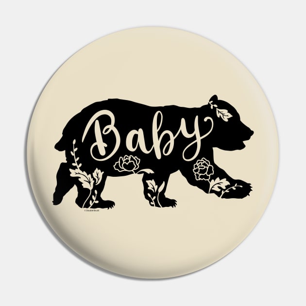 Floral Baby Bear Cub with Peonies Peony Flowers Pin by DoubleBrush