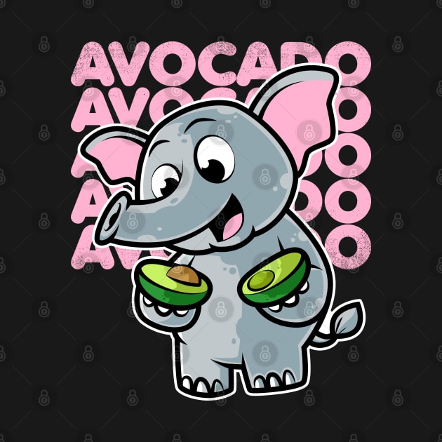 Cute Elephant Eating Avocado Kawaii Neko Anime print by theodoros20