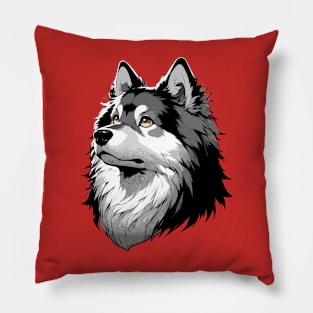 Stunning and Cool German Spitz Monochrome and Gold Portrait for Father's Day Pillow