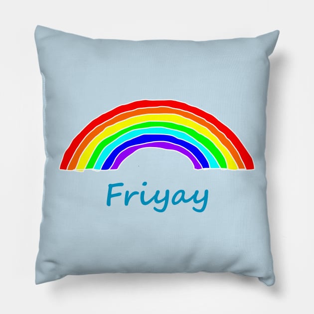 Rainbow for Friyay Pillow by ellenhenryart