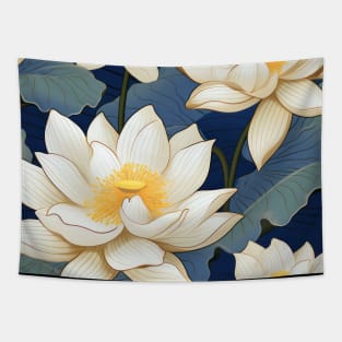 Serenity Blooms: Timeless Lotus Flower Pattern Tapestry