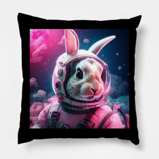 Vaporwave Retrowave Synthwave Bunny - Astronaut - Rabbit - Space Fantasy Illustration Pillow