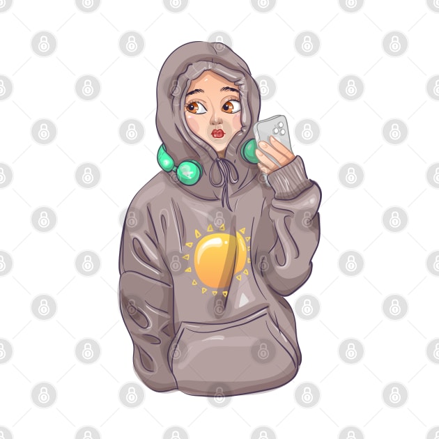 hoodie phone girl by Asome