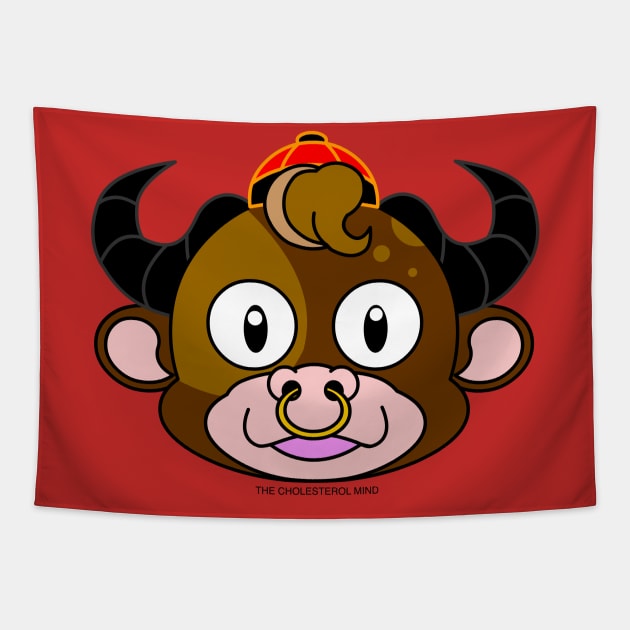 CNY: YEAR OF THE OX HEAD Tapestry by cholesterolmind