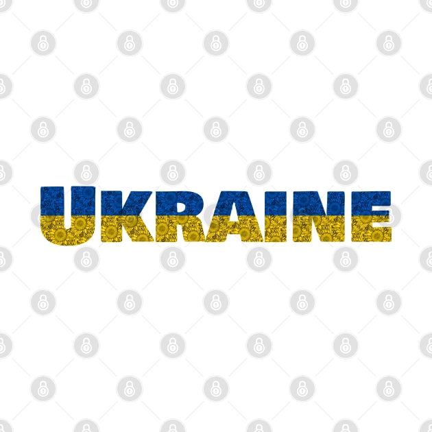 Ukraine Typography in Blue Yellow Sunflowers by ellenhenryart