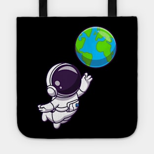 Cute Astronaut Floating with Earth World Tote