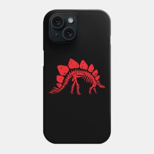 Red Distressed Stegosaurus Fossil Skeleton Phone Case