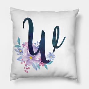 Floral Monogram W Pretty Lilac Bouquet Pillow