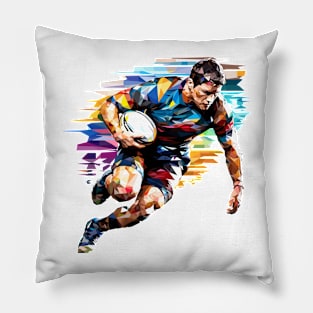 Rugby Player Sport Game Champion Competition Abstract Pillow