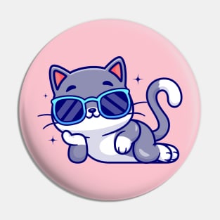 Cute Cool Cat Wearing Glasses Cartoon Pin