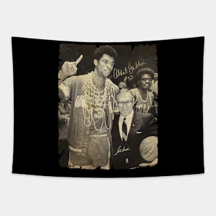 John Wooden and Kareem Abdul Jabbar Signed Tapestry