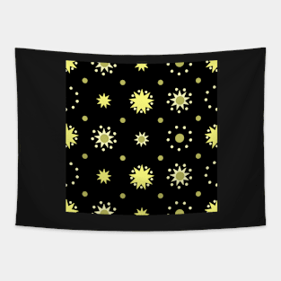 Suns and Dots Pale Yellow on Black Repeat 5748 Tapestry