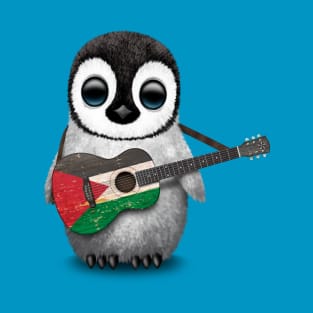 Baby Penguin Playing Palestinian Flag Guitar T-Shirt