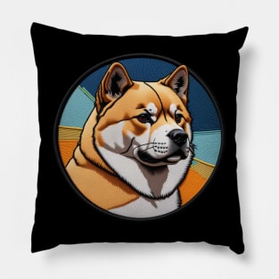 Classic Akita Embroidered Patch Pillow