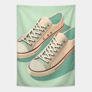 Retro sneakers in pastel hues, minimalist art Tapestry