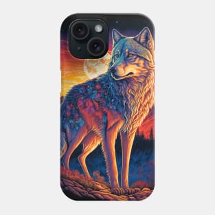 Majestic Wolf and Full Moon Phone Case