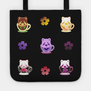 Set Kawaii Tea Drinks Stickers Tote