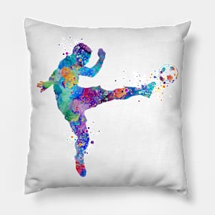 Soccer Player Watercolor Pillow