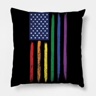 LGBT Rainbow Flag USA Patriotic Pride Awareness Pillow