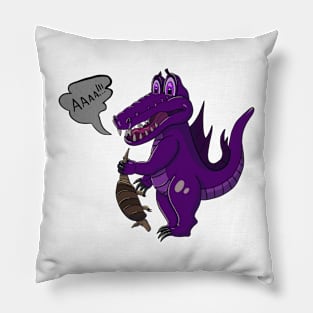 Cute Funny Purple Crocodile With Armadillo Pillow