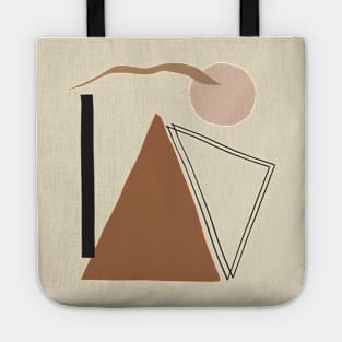 Warm Toned Boho Abstract Geomerical  Shapes line Art Design Tote