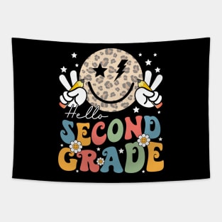 Leopard Groovy Happy Face Hello Second Grade Tapestry