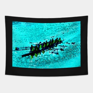 Rowing over blue waters Tapestry