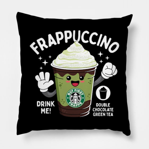 Double Chocolate Green Tea Blended Beverage for Coffee lovers Pillow by spacedowl