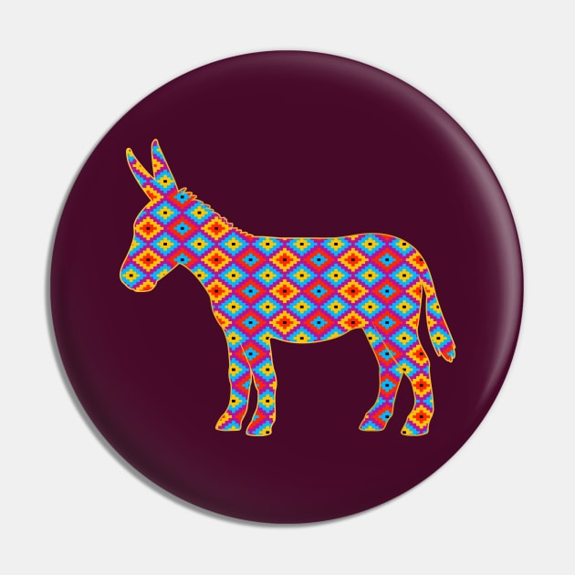 Donkey with Colorful Pattern Pin by PenguinCornerStore