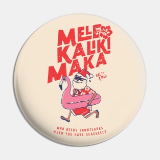 Mele Kalikimaka Funny Santa Flamingo Christmas Getaways Pin