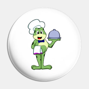 Frog as Chef with Serving plate & Chef's hat Pin