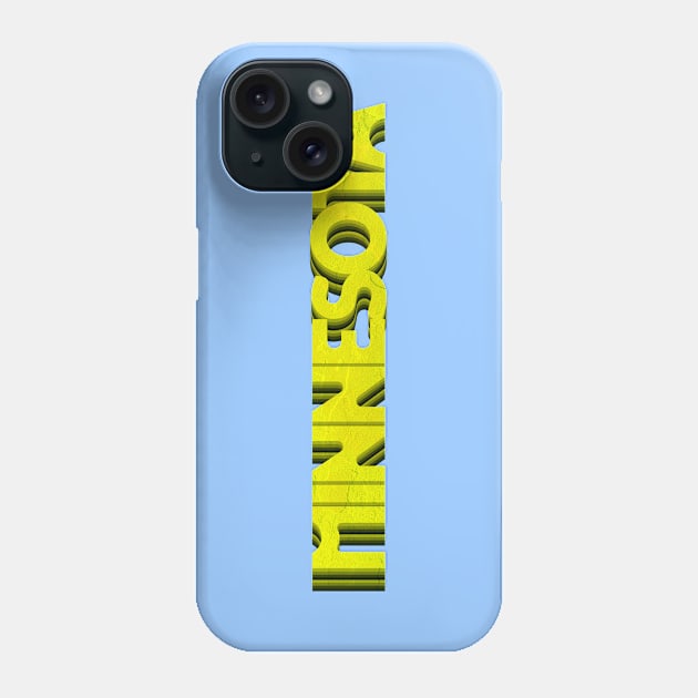 Minnesota Typography Yellow Phone Case by tonylonder