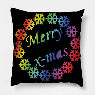 Merry X-mas Typography Design - Rainbow Version Pillow