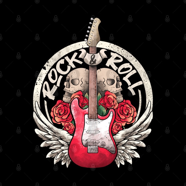 Lets Rock Rock&Roll Skeleton Hand Vintage Retro Rock Concert by MerchBeastStudio