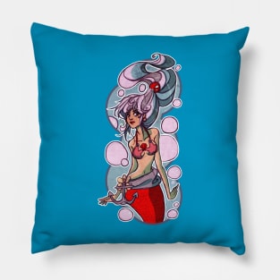 Pretty Silver Haired Mermaid Pillow