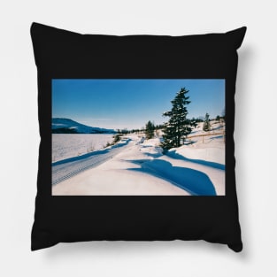 Cross-County Ski Run in Norwegian Winter Landscape Shot on Film Pillow